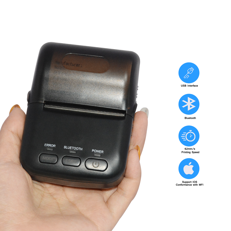 HCC Mini Bluetooth 58 mm mobiler 2D-Barcode-Thermodrucker HCC-T12BT