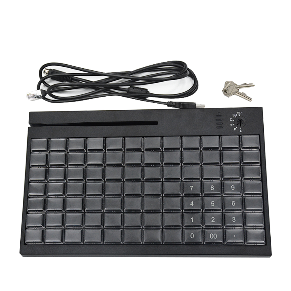 HCCTG Programmierbare USB-POS-Tastatur mit 84 Tasten und Magnetstreifenleser KB84