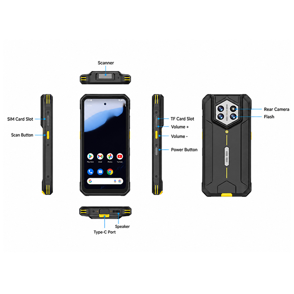 H68T Android 14 Robuster Handheld-PDA mit 6,56-Zoll-Display, IP68-Schutz, 4G NFC und optionalem Barcode-Scanner