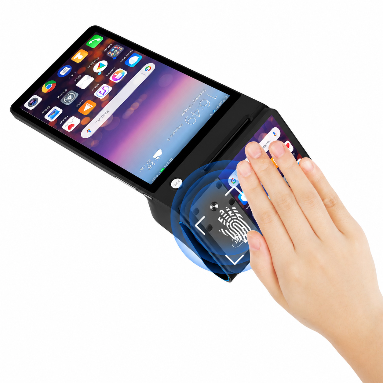 Hochsicheres Android 14-Handheld-POS-Terminal mit Handvenenerkennung und 4G WiFi BT5.0-Thermodrucker Z150P