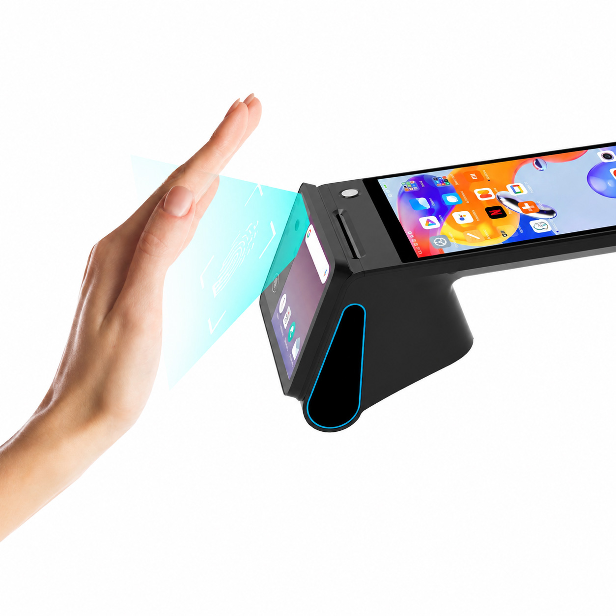 Hochsicheres Android 14-Handheld-POS-Terminal mit Handvenenerkennung und 4G WiFi BT5.0-Thermodrucker Z150P